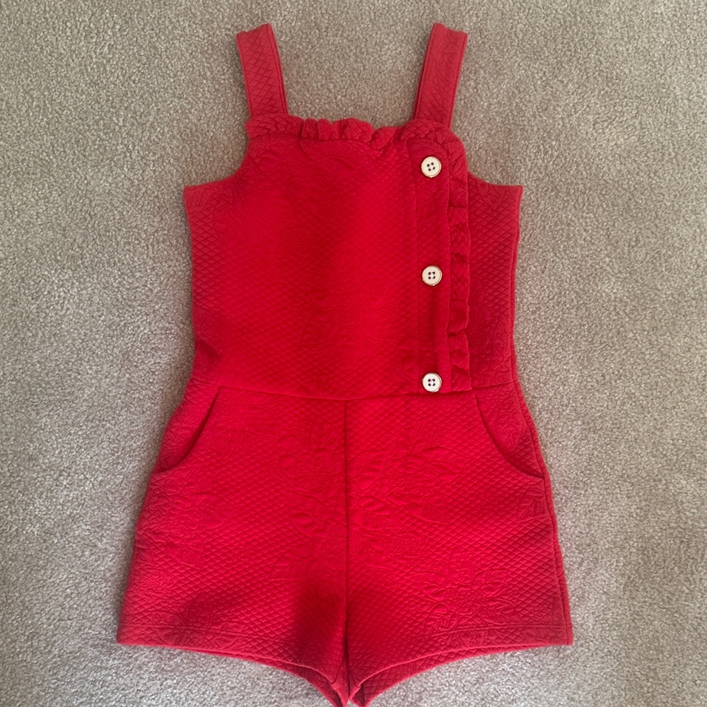 Janie and Jack Red Textured Romper